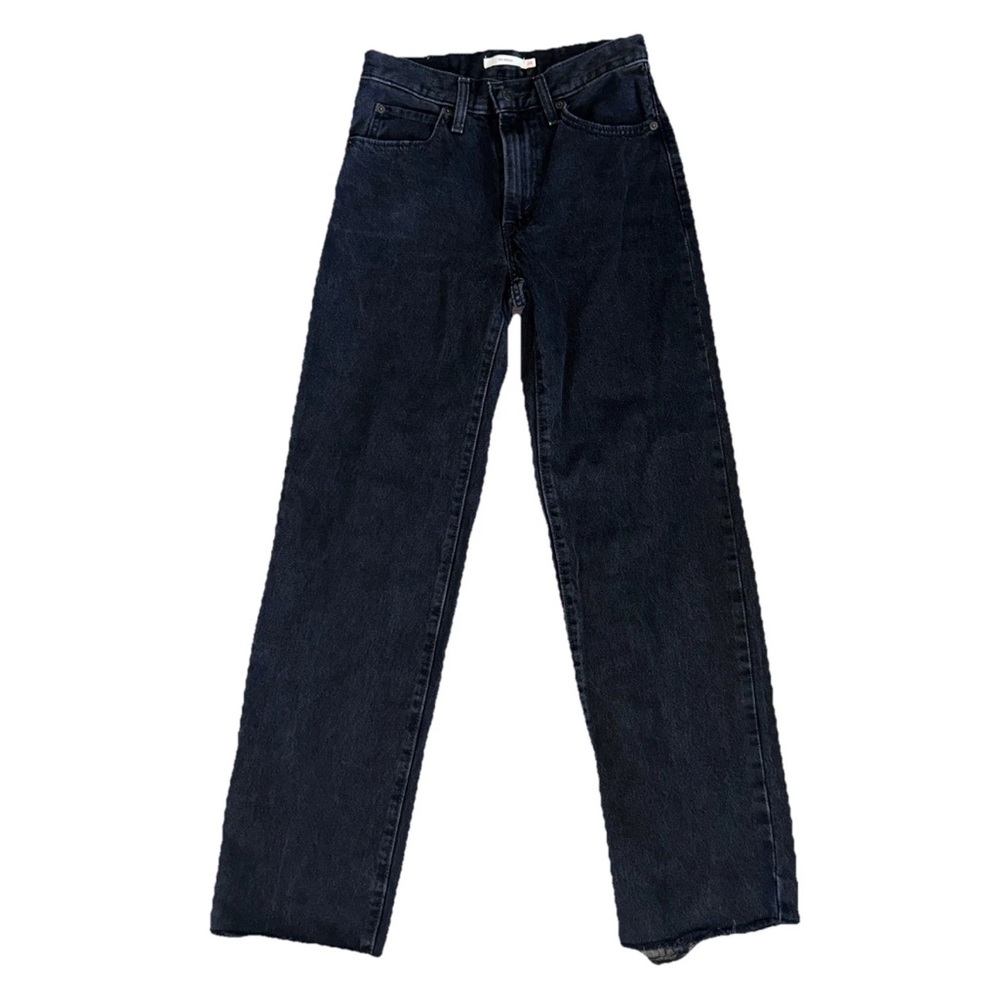 Levis '94 Baggy Womens Black Denim Jeans  Size 24 distressed hem